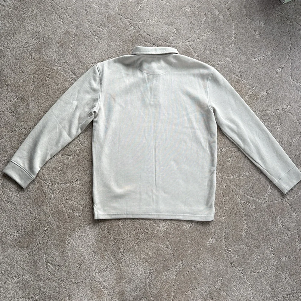 Old Navy Ribbed Tan Long-Sleeved Polo, Boys XL (14-16)